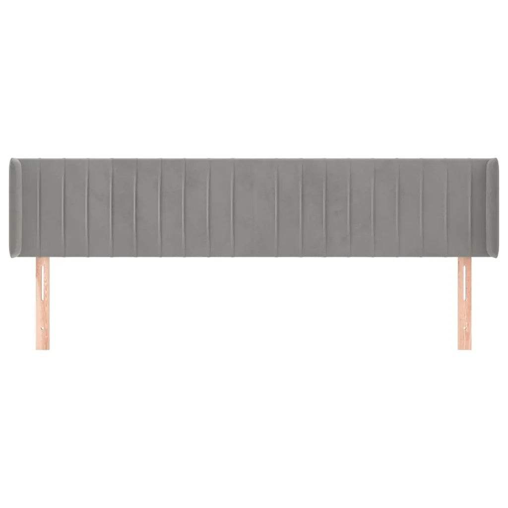 Testiera ad Orecchio-Testata con Orecchie Grigio Chiaro 163x16x78/88 cm in Velluto 928722