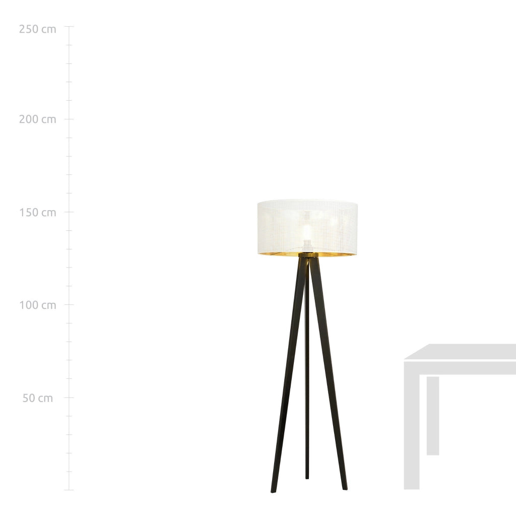 Emibig lampada da terra Aston treppiede bianco oro E27