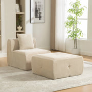 Divano Modulare in Tessuto Chenille ¨C MINIMAL ¨C Khaki Chiaro, Morbido, Antiscivolo