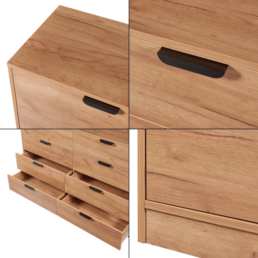 Comò Varkaus con 8 Cassetti - Effetto Rovere [en.casa]