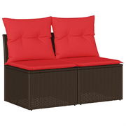 Set Divano Giardino 4 pz | Set Salotto da Giardino con Cuscini Marrone Polyrattan Acacia