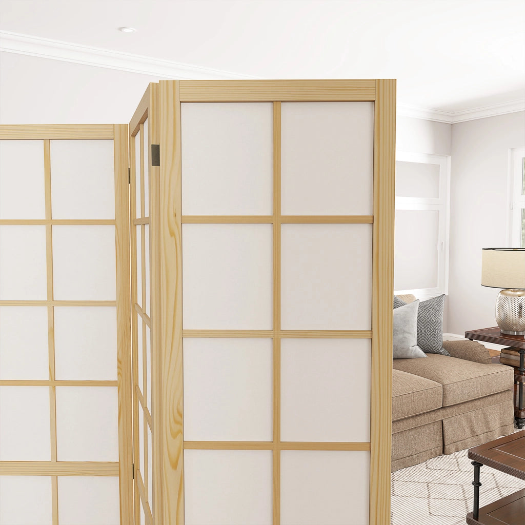 Paravento 4 Ante Pieghevole ¨C Minimal ¨C Naturale 160x170 cm