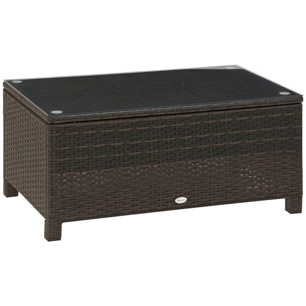 Tavolino da giardino in rattan con piano in vetro temperato ¨C Xylo ¨C 85x50x39 cm marrone