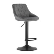 Sgabello da bar girevole OSKAR KAST velluto grigio con base nera