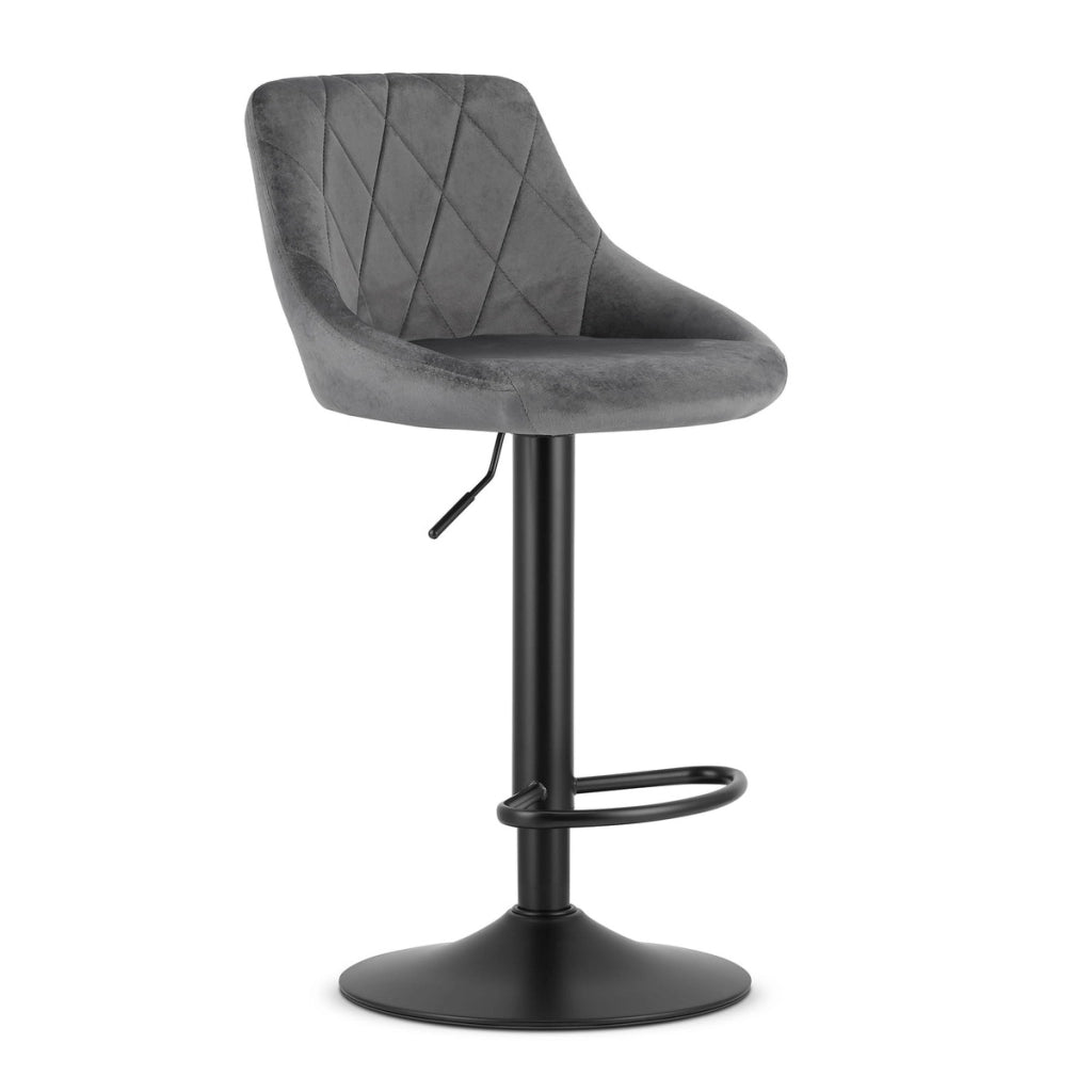 Sgabello da bar girevole OSKAR KAST velluto grigio con base nera