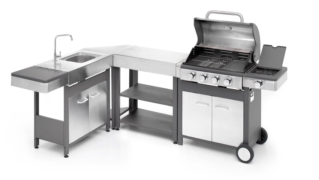 Modulo Componibile Lavello Ompagrill Indian con Rubinetto e Scarico Compatibile BBQ Indianapolis in Acciaio Inox