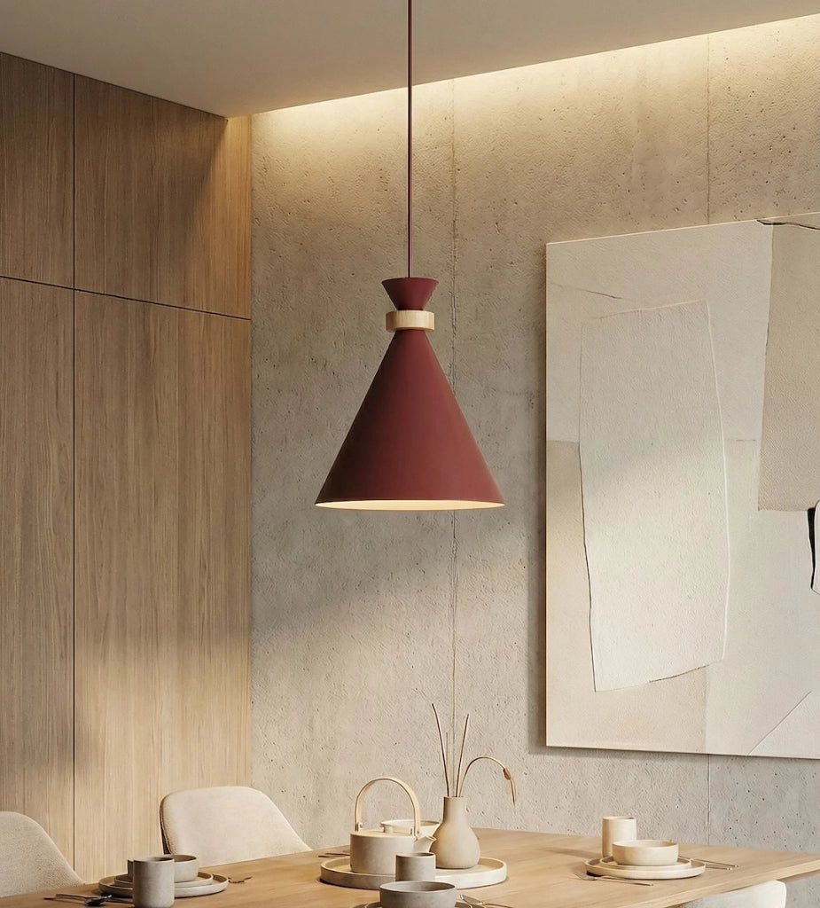 Lampada sospesa ZERO Emibig bordeaux legno 1xE27