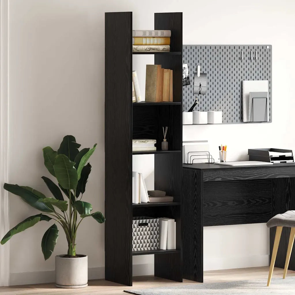 Armadio per Libri 5 livelli 40 x 35 x 180 cm Rovere Nero 875020