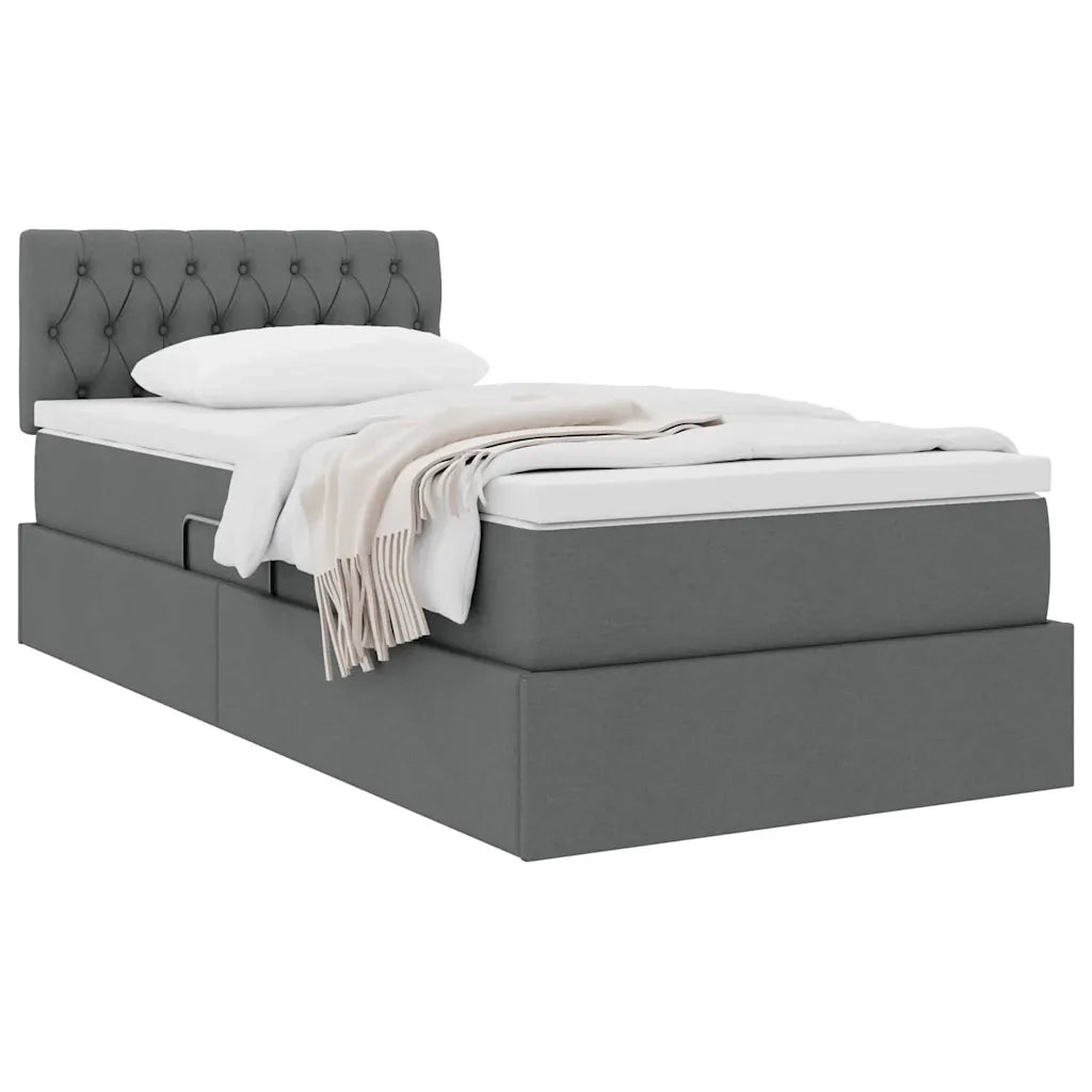 Letto con contenitore e materasso Grigio scuro 90 x 200 cm