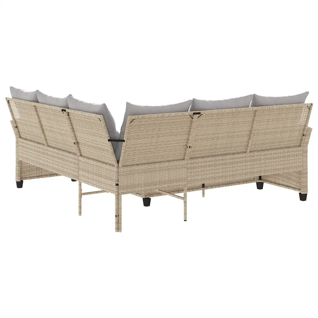 Divano a Forma di L con Cuscini in Polyrattan Beige 365418