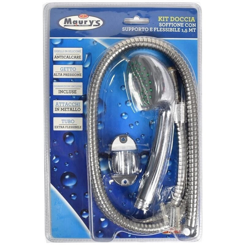 MAURY'S SOFFIONE DOCCIA CON SUPPORTO E FLESSIBILE 150 CM
