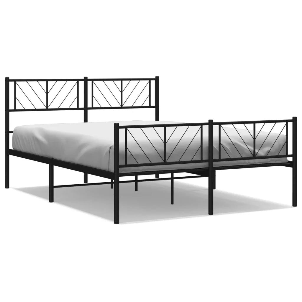 Giroletto con Testiera e Pediera Metallo Nero 140x190 cm 372197