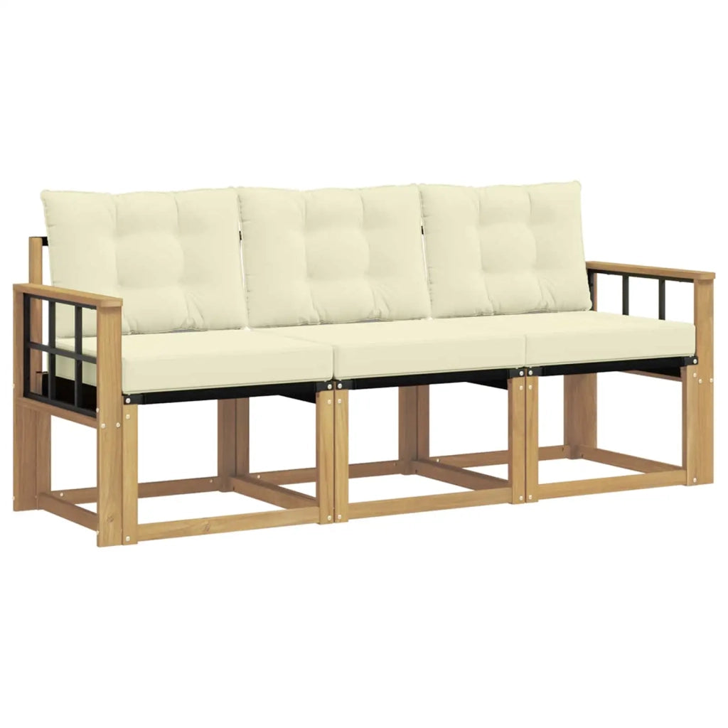 Set di divani da esterno 3 pz Bianco e Crema 3389168