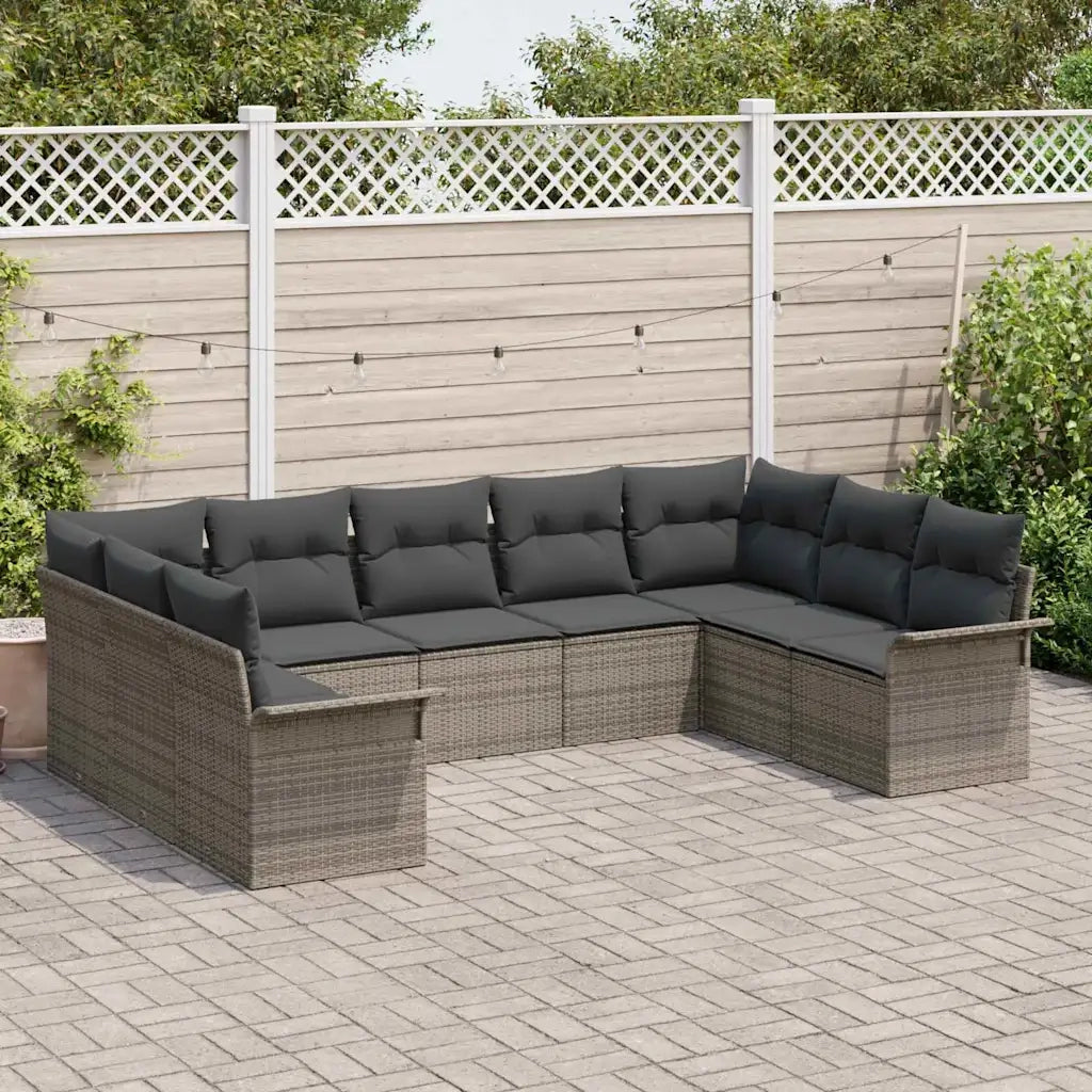 Set Divano da Giardino con cuscino Grigio polyrattan 3345519