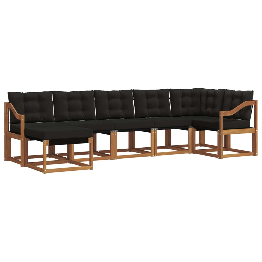 Set di divani da esterno con cuscino 7 pcs Naturale e Nero 3368891