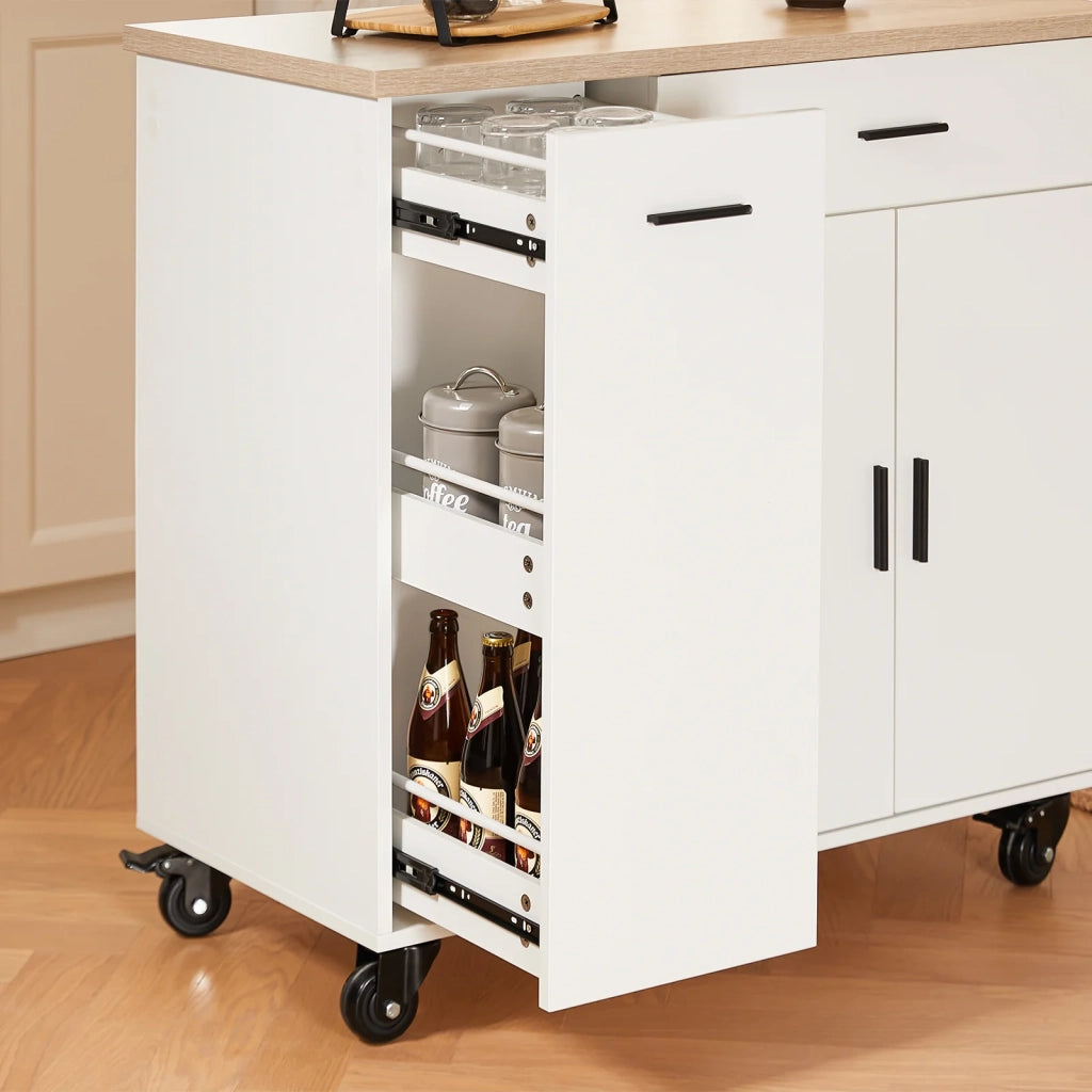 Mobile da cucina Isola cucina con 2 ante e 2 cassetto Credenza buffet Carrello cucina 105x46x92 cm FKW126-WN