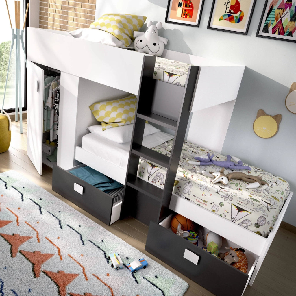 Araba, Composizione Camera da Letto 2 Cassetti, 271x111x150h cm Bianco