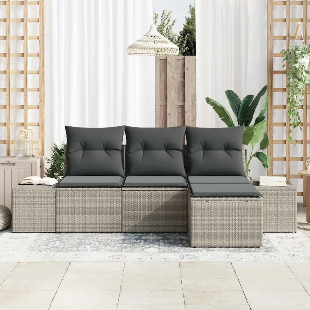 Set Divano da Giardino 4 pcs Grigio chiaro polyrattan 3347012