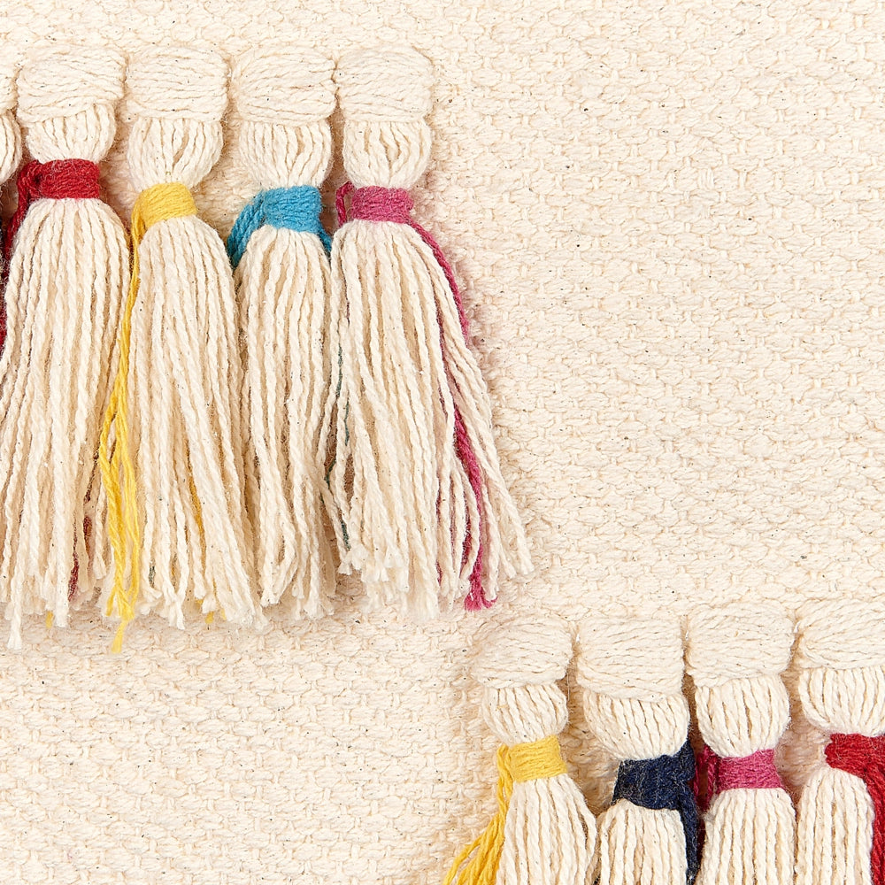 Decorazione murale in cotone beige fatto a mano con nappe arte da parete boho per soggiorno camera da letto camera dei bambini