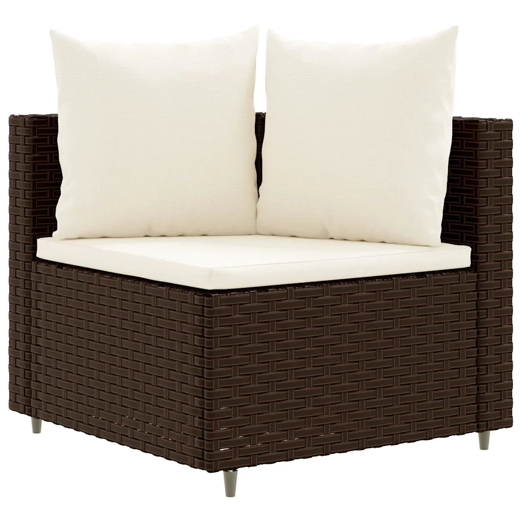 Set Divano da Giardino 5 pz con Cuscini Marrone in Polyrattan 3308369