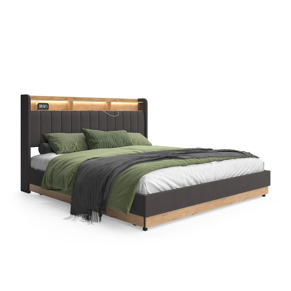 Vitalispa Letto imbottito Antracite 180x200 cm con materasso