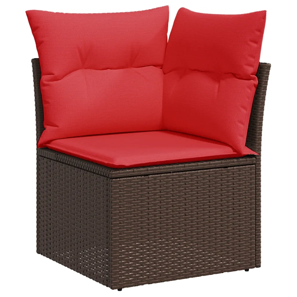 Set Divani da Giardino 10pz con Cuscini in Polyrattan Marrone 3326068