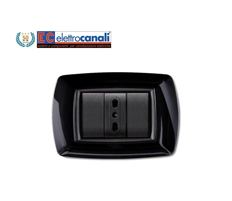 PLACCA COPRINTERRUTTORE NERA GLITTER 'MYLIFE' 4 Moduli - EC ELETTROCANALI