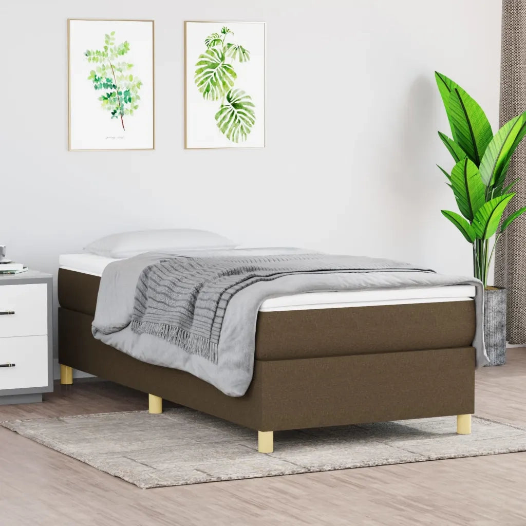 Letto singolo | Letto per adulti | Struttura Letto a Rete a Molle Marrone Scuro 90x190 cm Tessuto