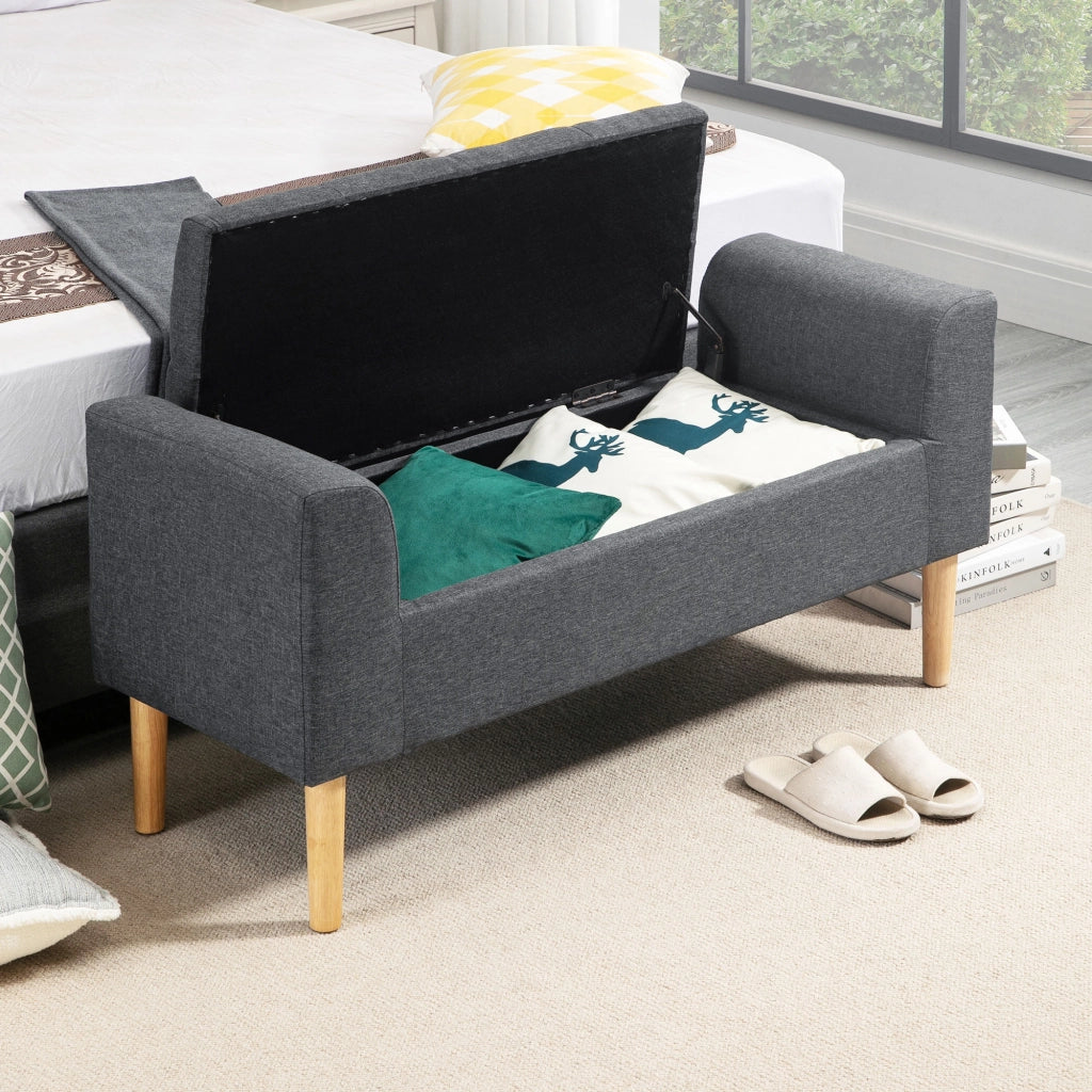 Divano imbottito con cassetti ¨C Minimal ¨C 116x44x58 cm grigio scuro