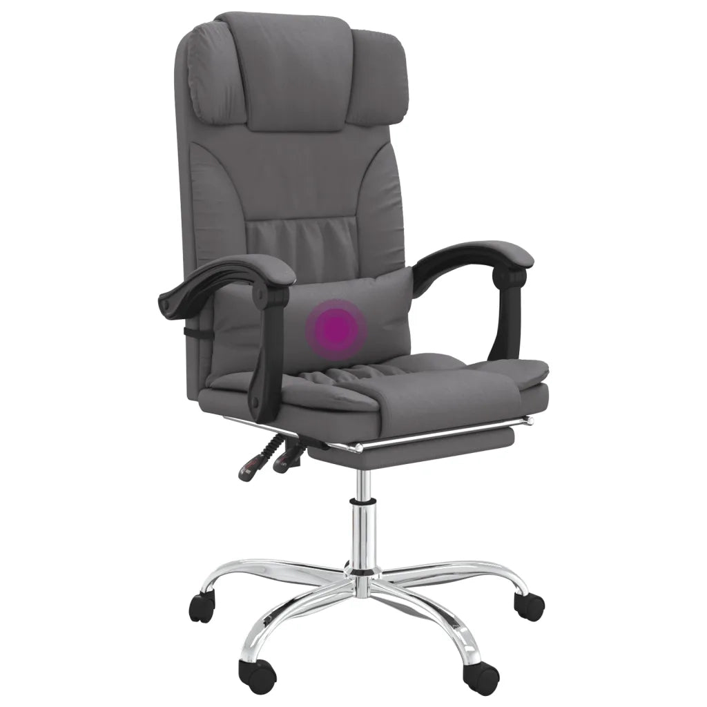 Poltrona da Ufficio Massaggiante Reclinabile Grigio Similpelle 349745
