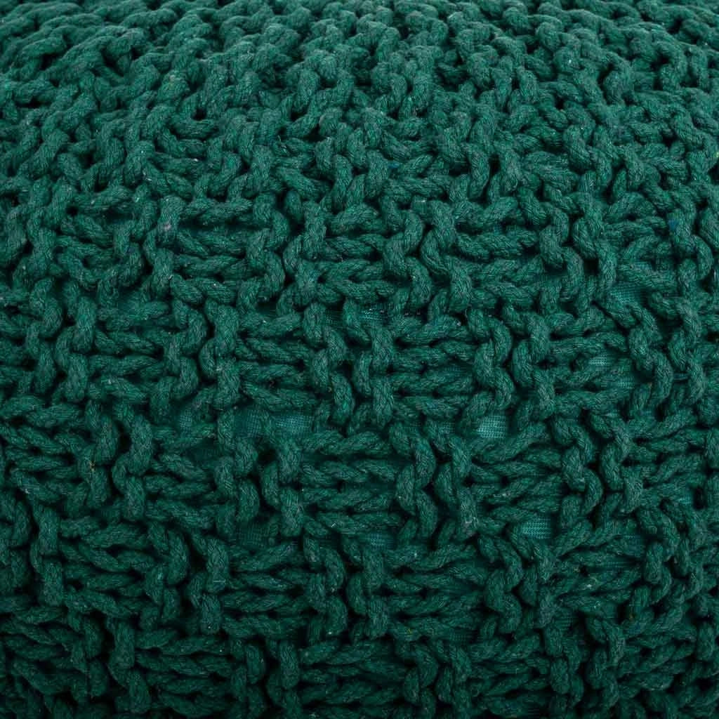 Puff de algodón trenzado verde 45x45x30