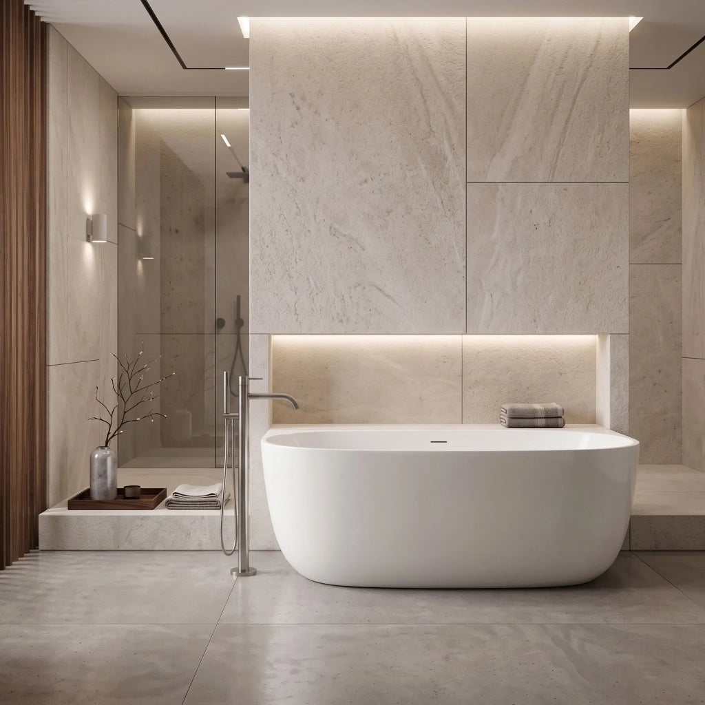 Vasca Bagno A Parete Rea Eris 170cm Copritappo bianco