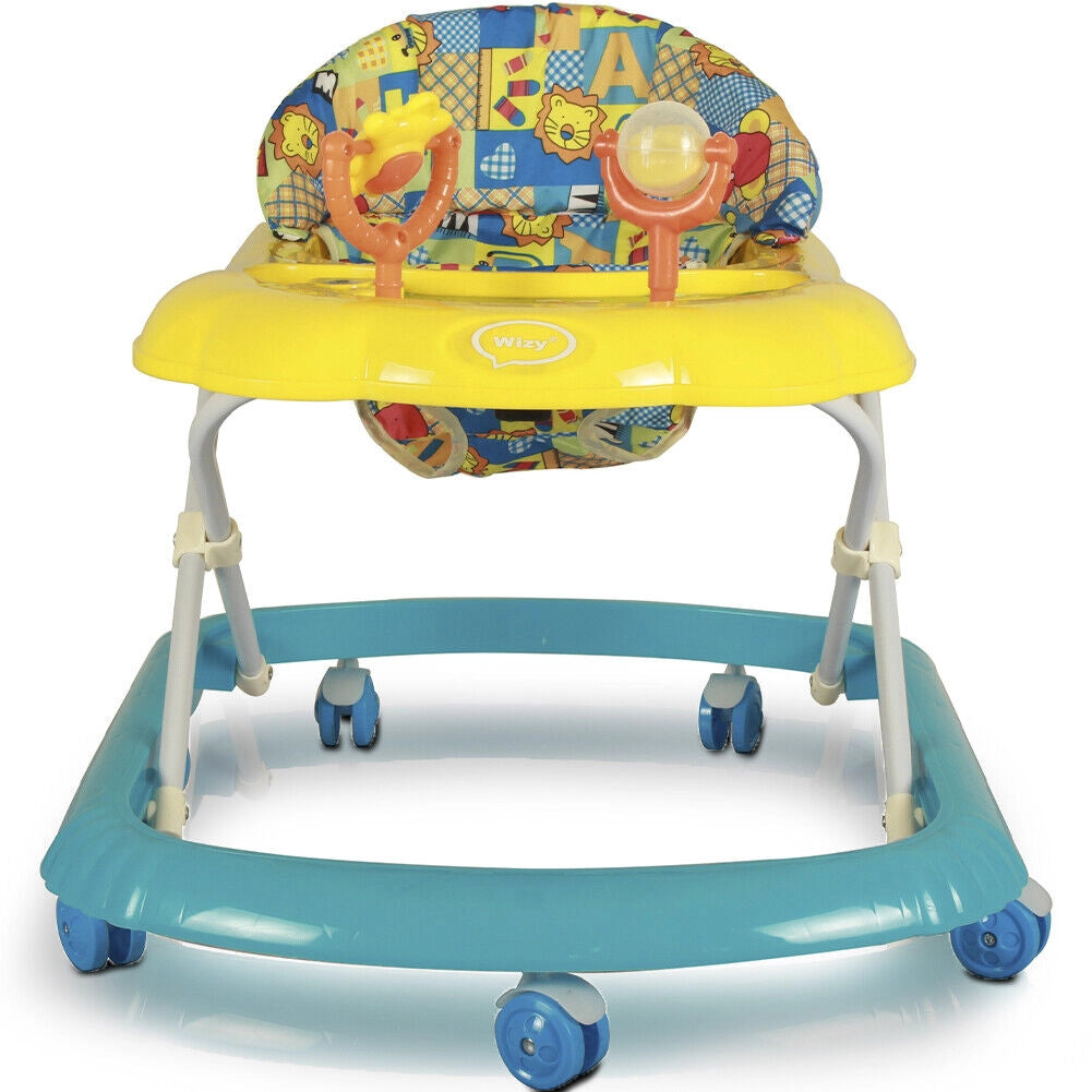 Girello Bambini Wizy Happy per Primi Passi con Chiusura Salvaspazio e Console Gioco -Blu