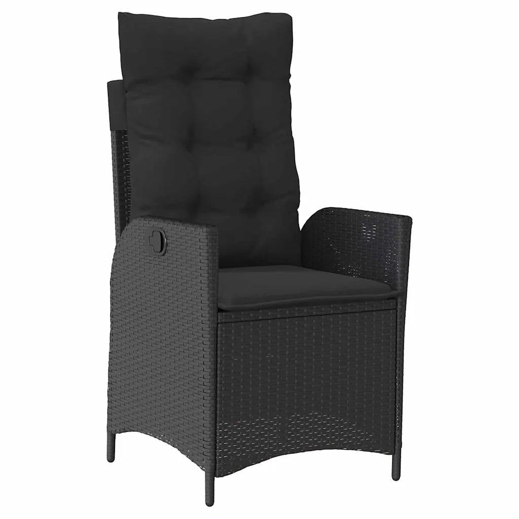 Set da Pranzo per Giardino con cuscino 5 pcs Nero polyrattan 3380485