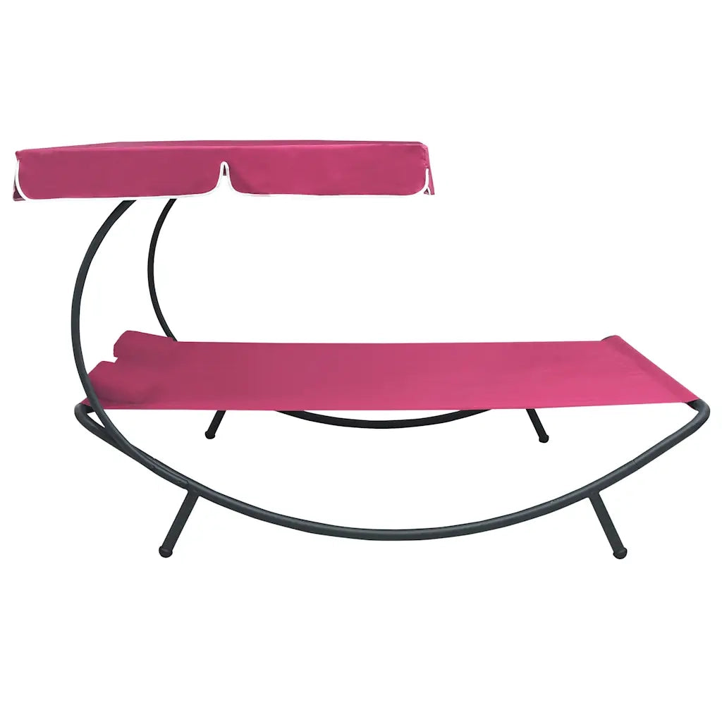 Lettino Prendisole | Sdraio da giardino | Lettino da sole con Baldacchino e Cuscini Rosa