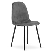 Sedia Padva in velluto grigio scuro con gambe nere