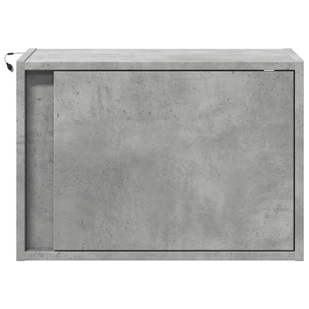 Comodini a Parete con Luci LED 2 pz Grigio Cemento 852096