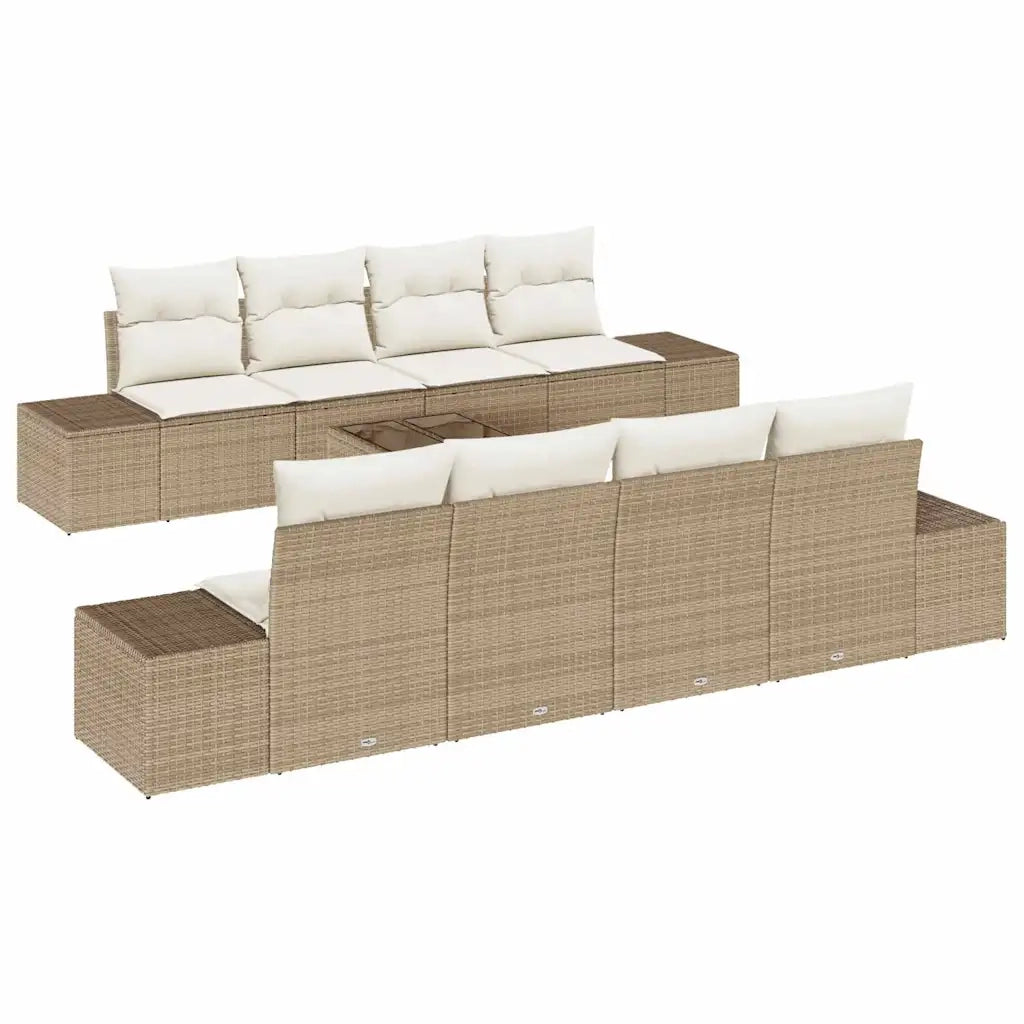 Set Divano da Giardino 8 pcs Beige e Crema polyrattan