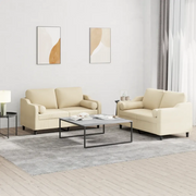 Set Divani 2 pz con Cuscini Crema in Tessuto