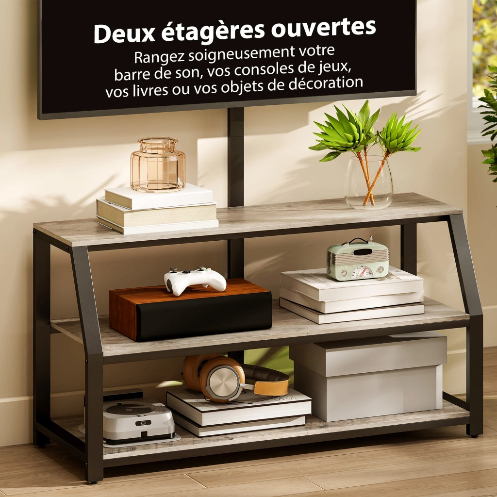 Mobile TV per TV fino a 72 pollici con 2 ripiani aperti ¨C zephmum ¨C 110x43x150 cm grigio