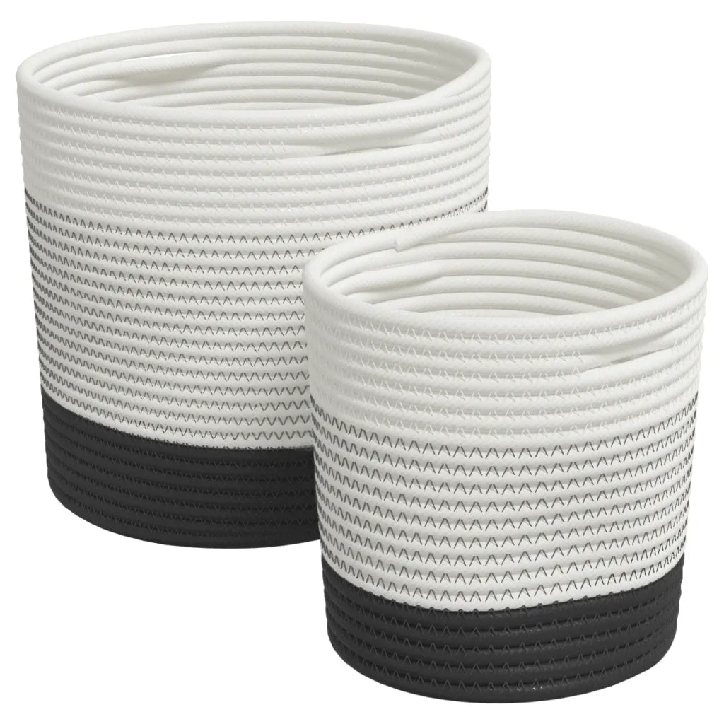 Cestini Portaoggetti 2 pz Bianco e Nero in Cotone CFW8605980