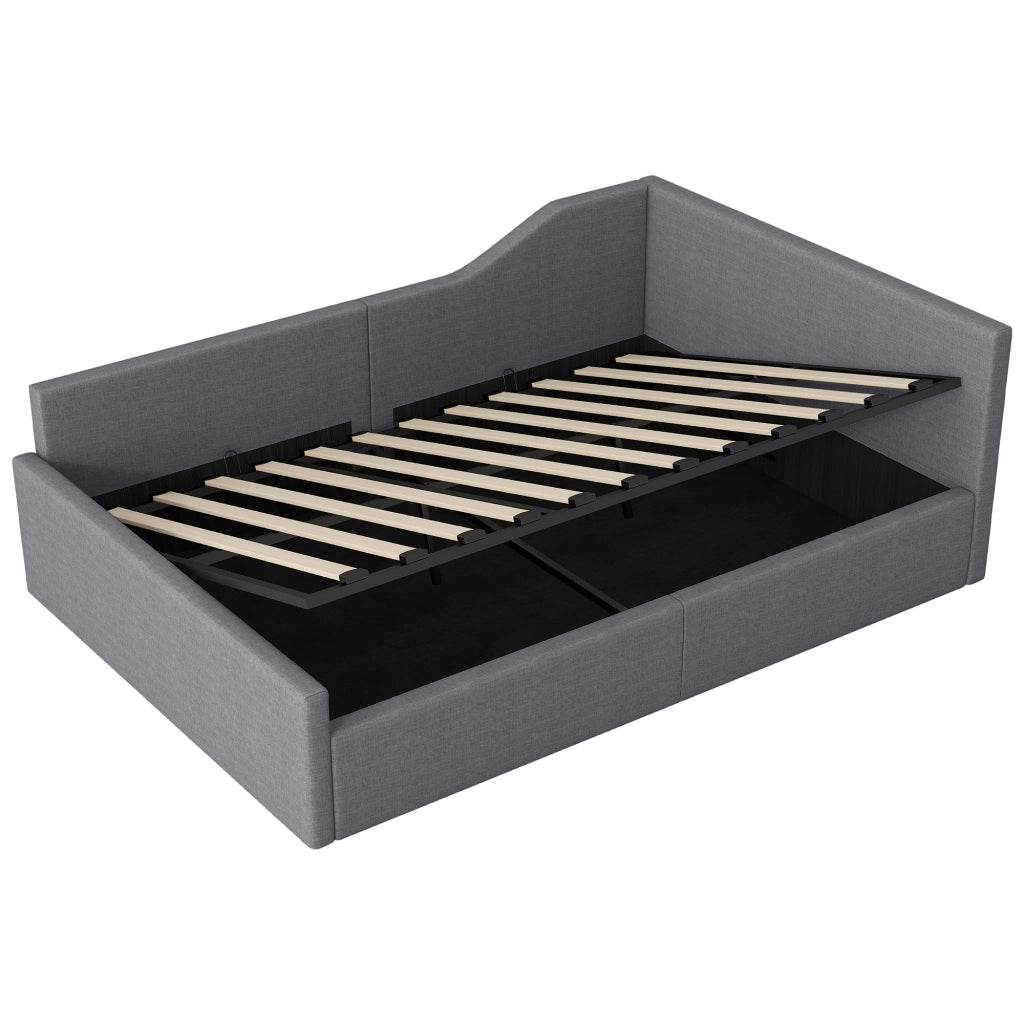 LETTO Imbottito con contenitore 140x200 cm Grigio