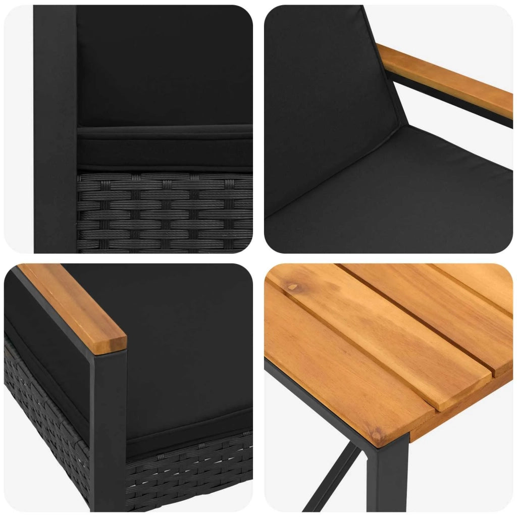 Set di Mobili da Esterno con cuscino 4 pcs Nero polyrattan 42025324