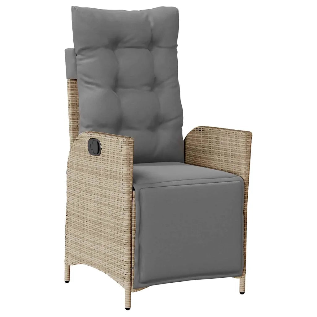 Set da Pranzo per Giardino con cuscino 3 pcs Beige polyrattan