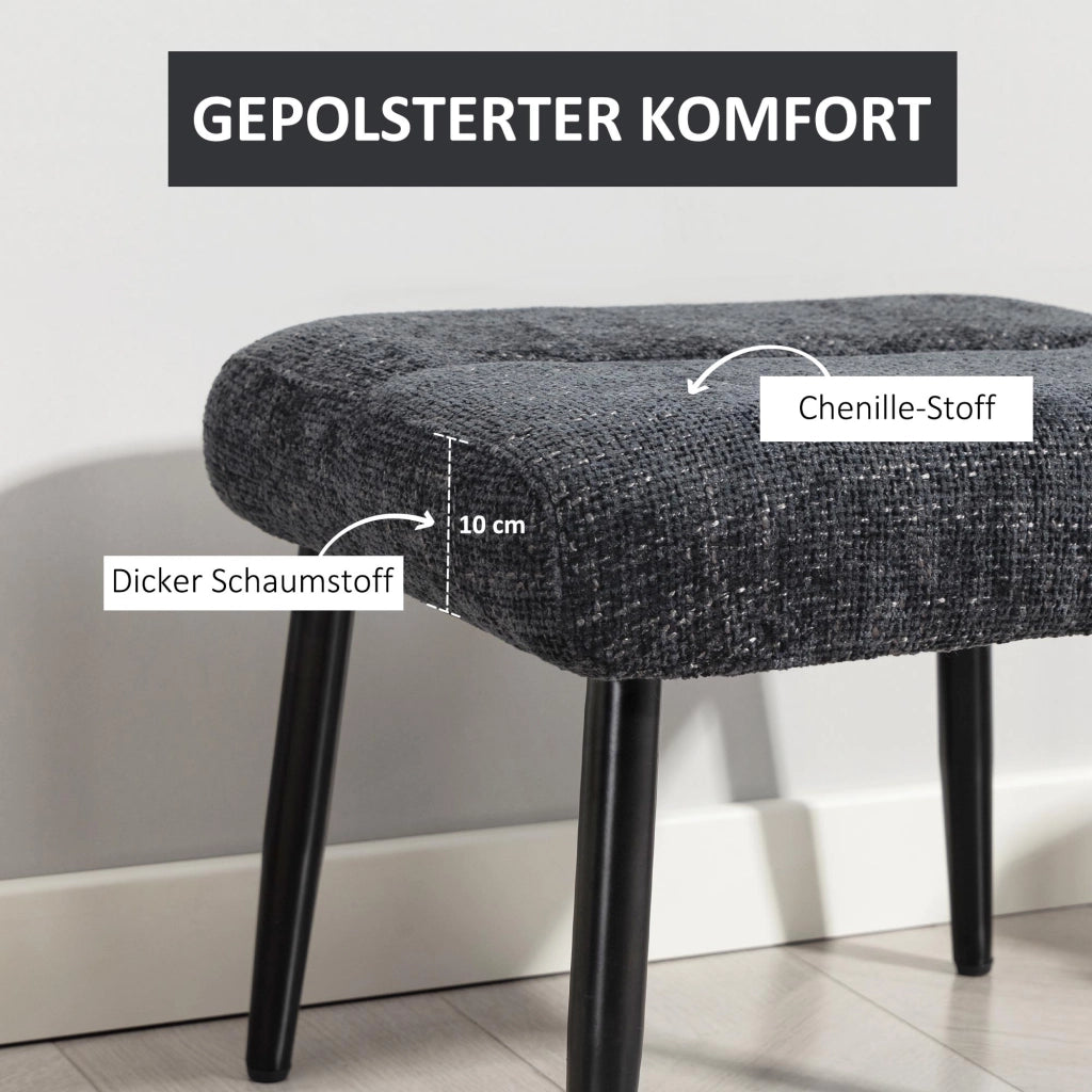 Pouf imbottito con cuscino ¨C Minimal ¨C 45x41x38 cm, tessuto chenille, grigio scuro