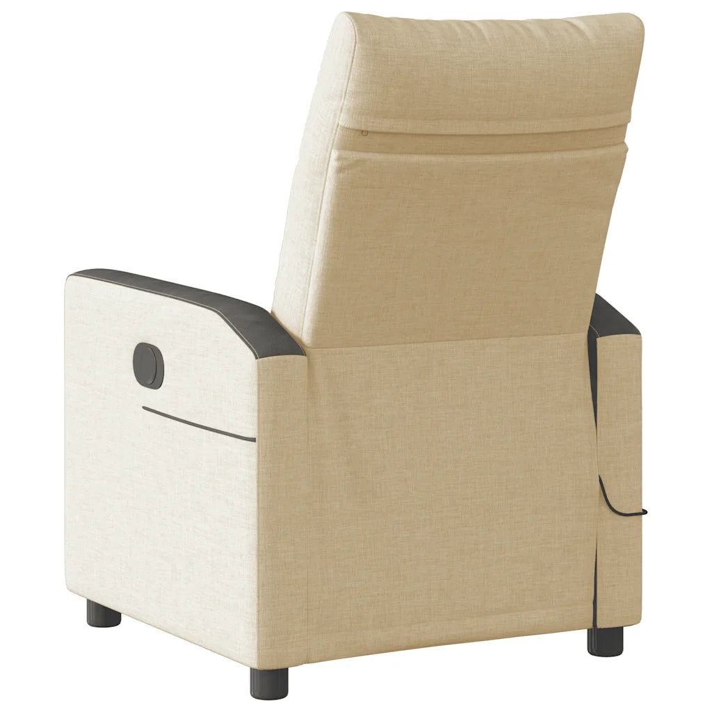 Poltrona Reclinabile Massaggiante Elettrica Crema in Tessuto 3324049