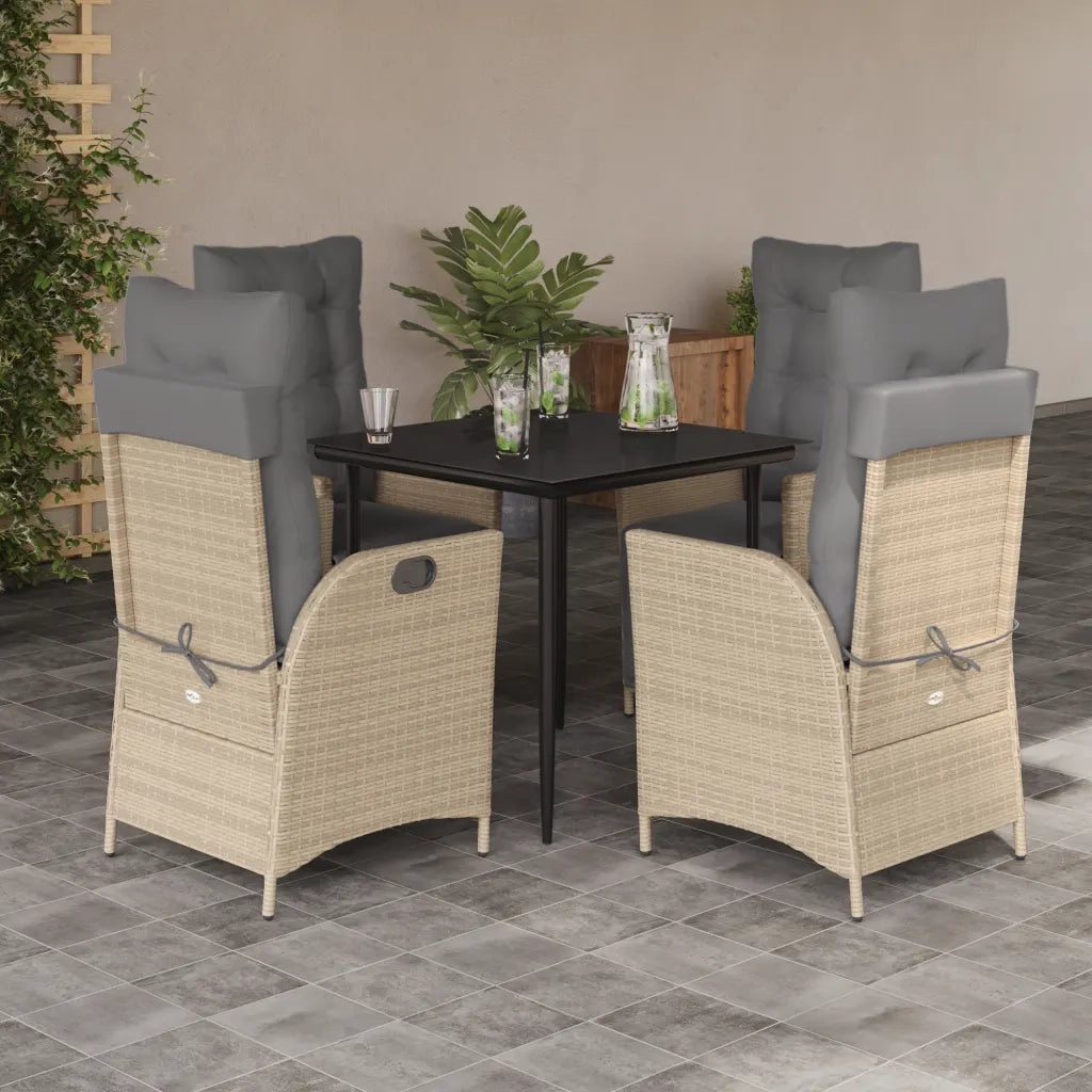 Set Pranzo da Giardino 5 pz con Cuscini Beige Misto Polyrattan 3213449