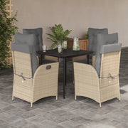 Set Pranzo da Giardino 5 pz con Cuscini Beige Misto Polyrattan 3213449