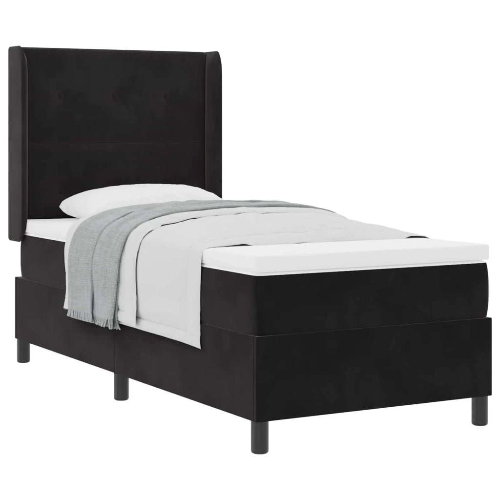 Letto a molle con materasso Nero 80 x 200 cm Velluto 3341980