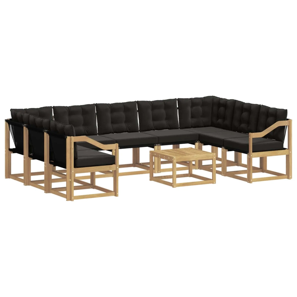 Set di divani da esterno con cuscino 10 pcs Bianco e Nero 3389894
